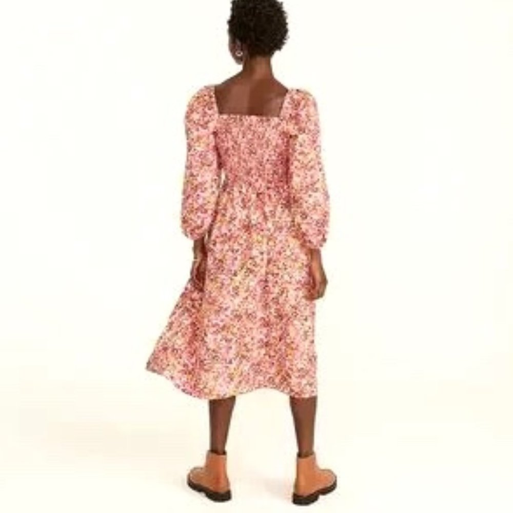 J Crew Smocked Puff Sleeve Dress In Faded Floral Cottagecore Whimsical - Picture 3 of 14